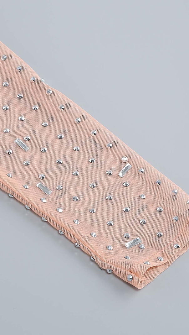 AIIZIE SEQUIN RHINESTONE MESH TOP IN LEAVES - product image