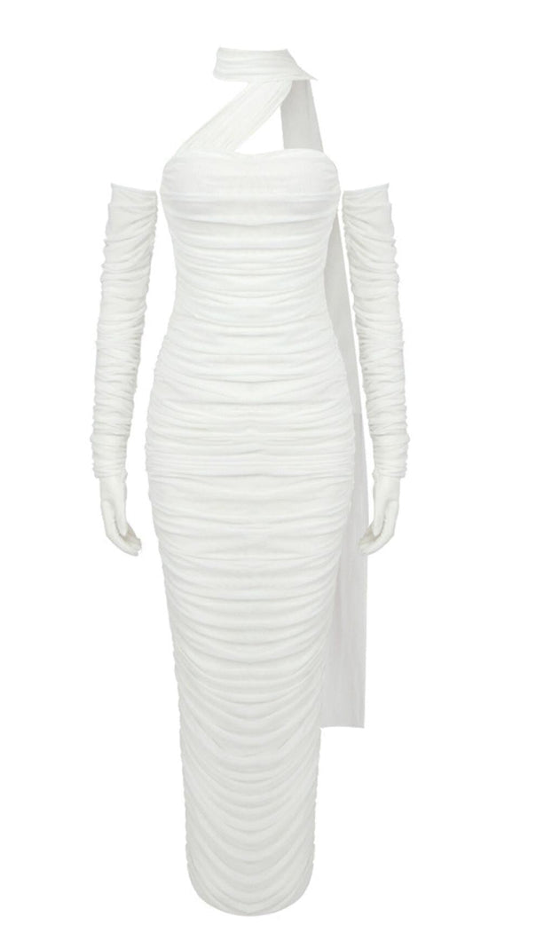AIIZIE BANDEAU HALTER MIDI DRESS IN WHITE - product image