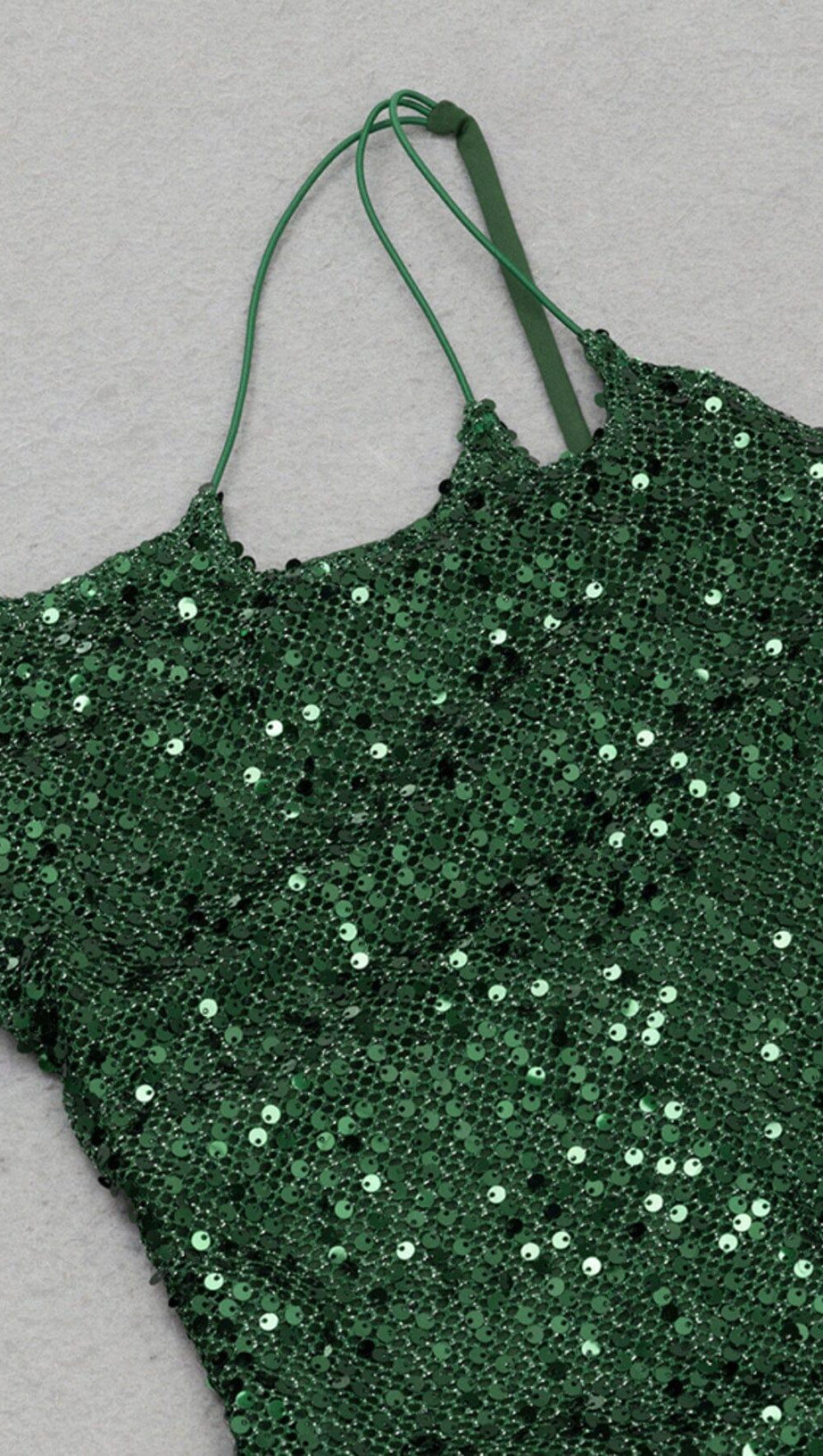 SEQUIN SLIT MIDI DRESS IN OLIVE