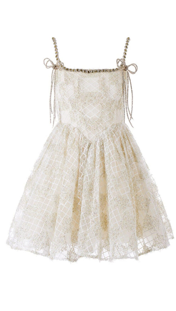 AIIZIE SEQUIN STRAPPY BUBBLE MINI DRESS IN WHITE - product image