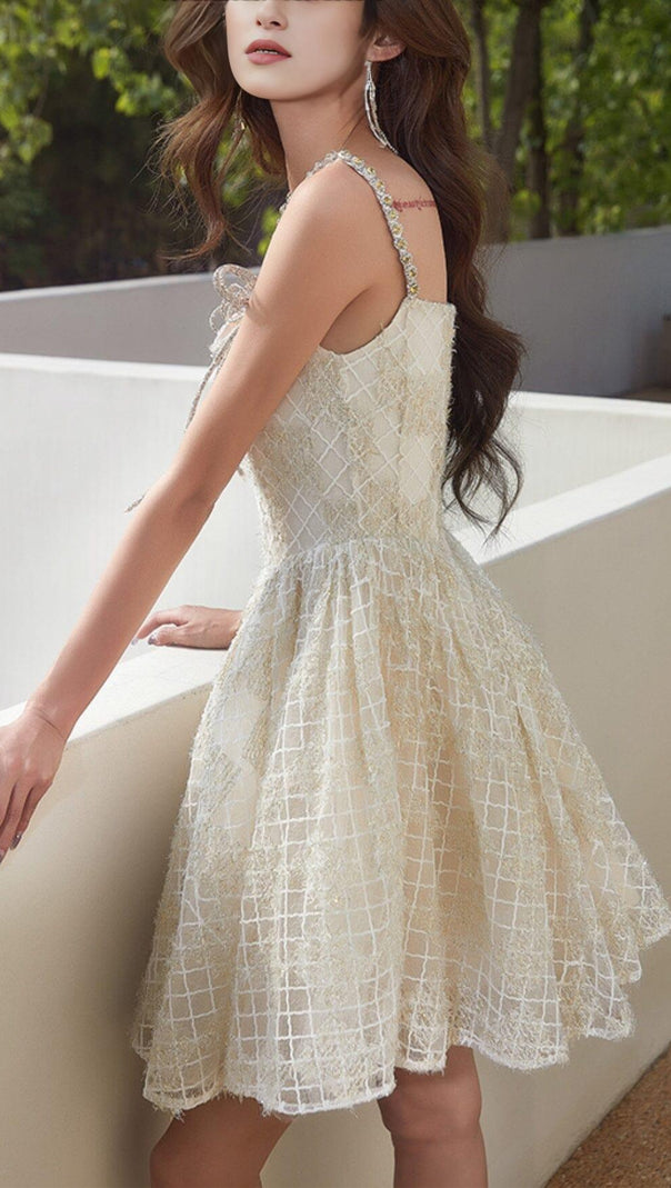 AIIZIE SEQUIN STRAPPY BUBBLE MINI DRESS IN WHITE - product image
