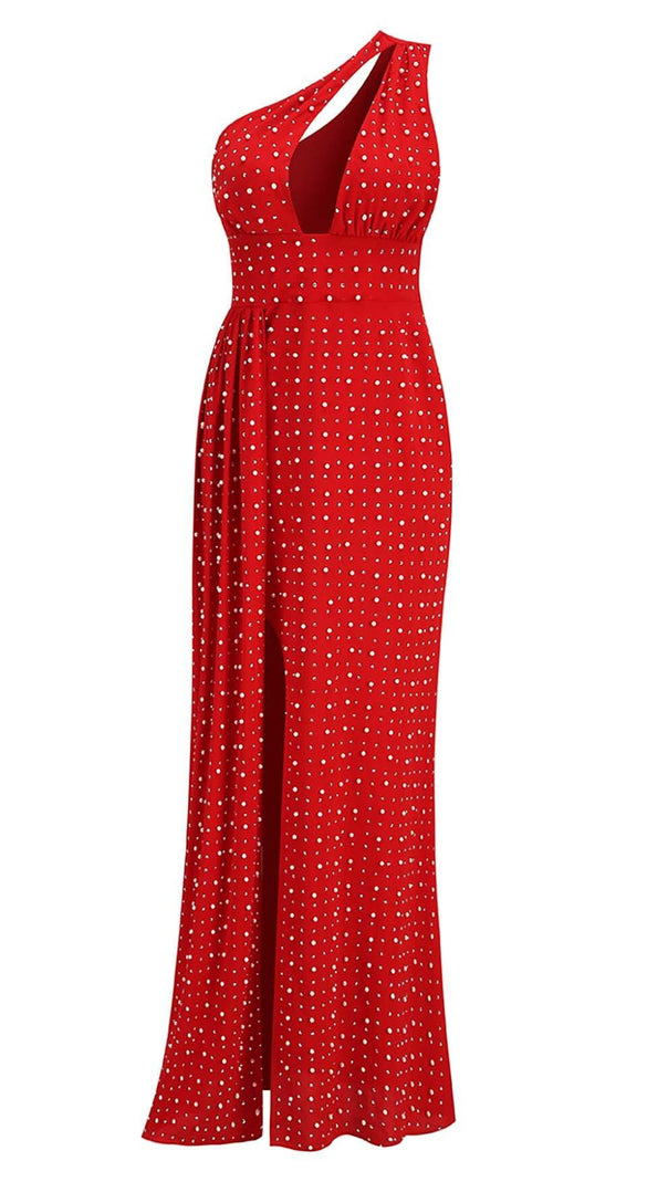 AIIZIE SEQUIN THIGH-SLIT MIDI DRESS IN RED - product image