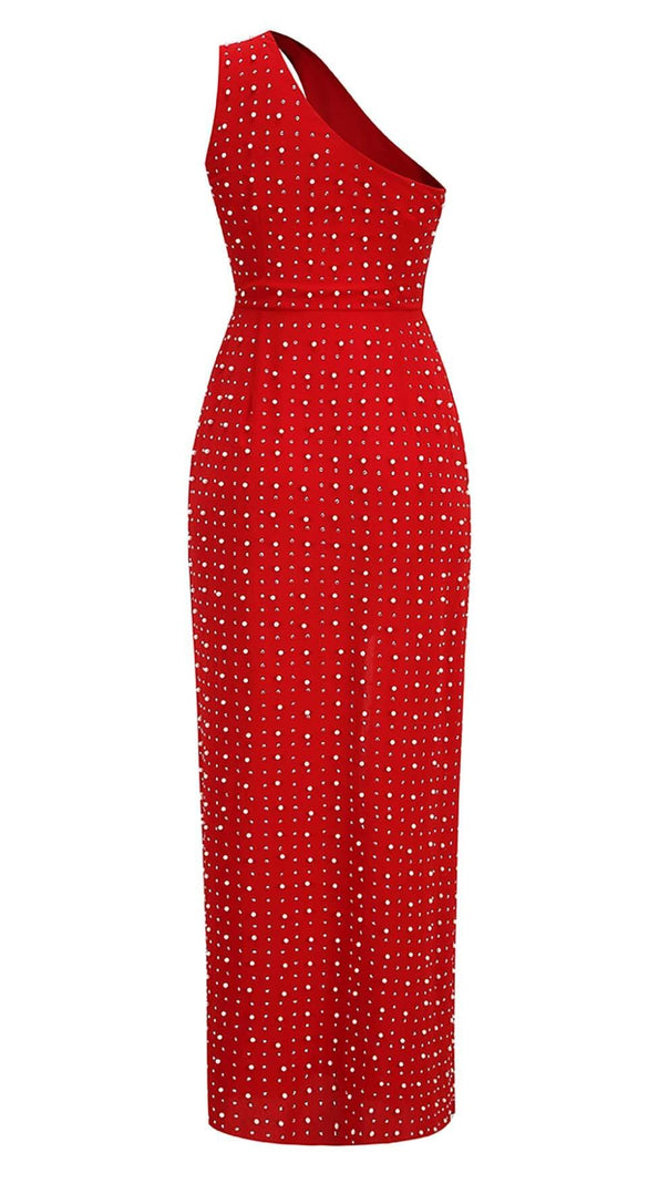 AIIZIE SEQUIN THIGH-SLIT MIDI DRESS IN RED - product image