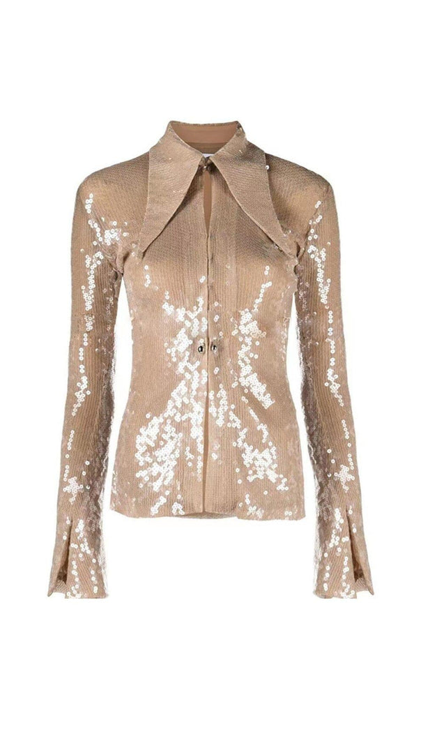 AIIZIE SEQUIN-EMBELLISHED SUIT IN METALLIC GOLD - product image