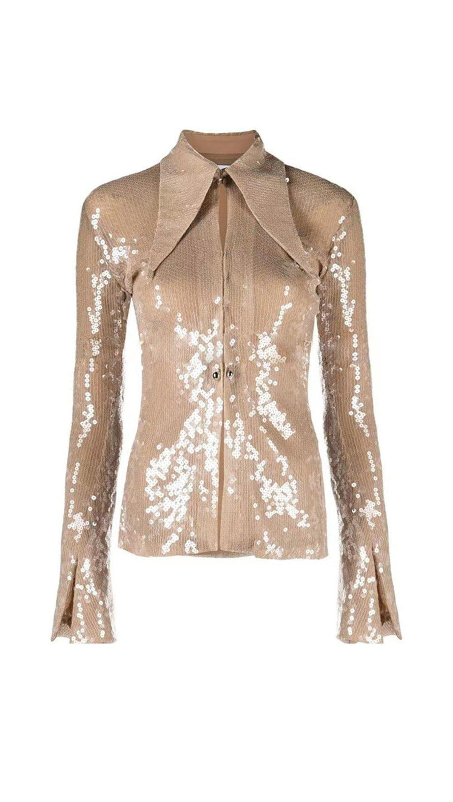 ABITO DECORATO CON PAILLETTES IN ORO METALLIZZATO