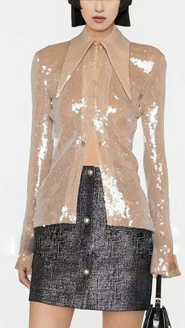 AIIZIE SEQUIN-EMBELLISHED SUIT IN METALLIC GOLD - product image