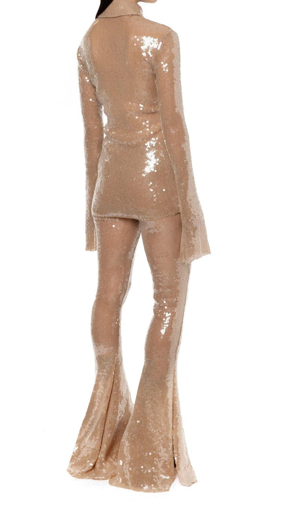 ABITO DECORATO CON PAILLETTES IN ORO METALLIZZATO