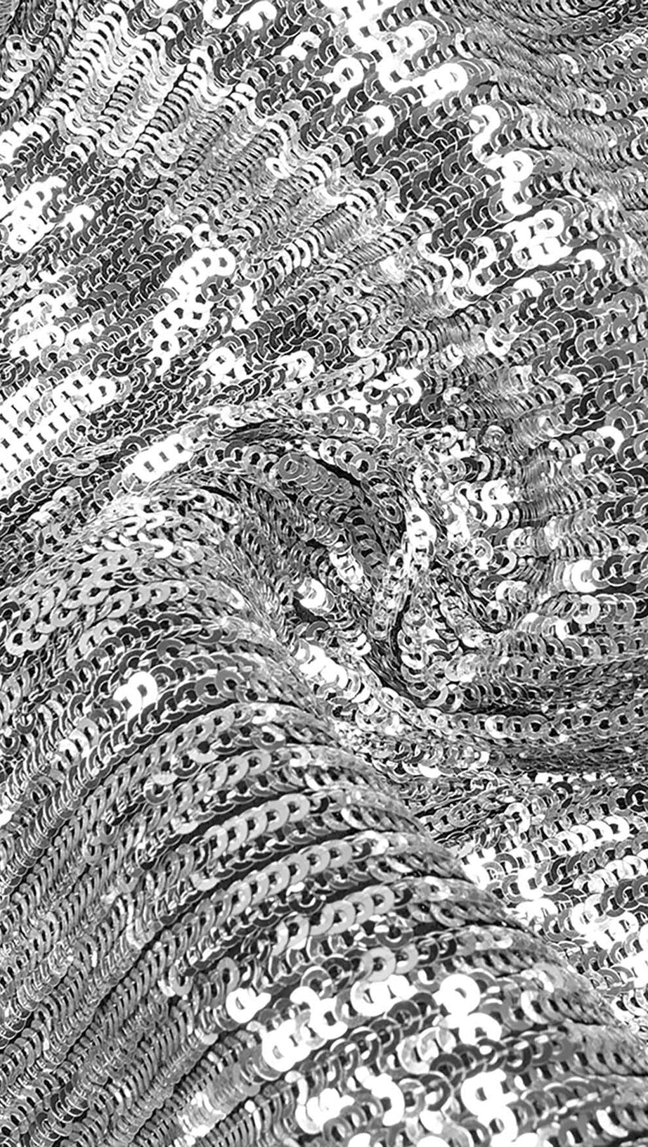 Zweiteiliger Bandeau-Anzug mit Pailletten in Silber