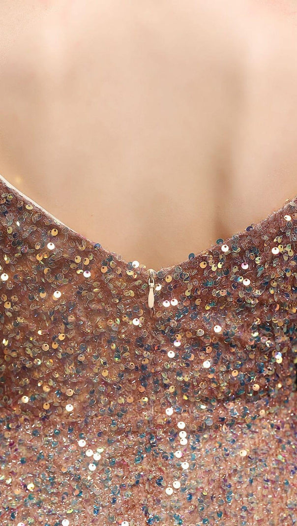 AIIZIE SEQUINED PLUNGE MIDI DRESS - product image