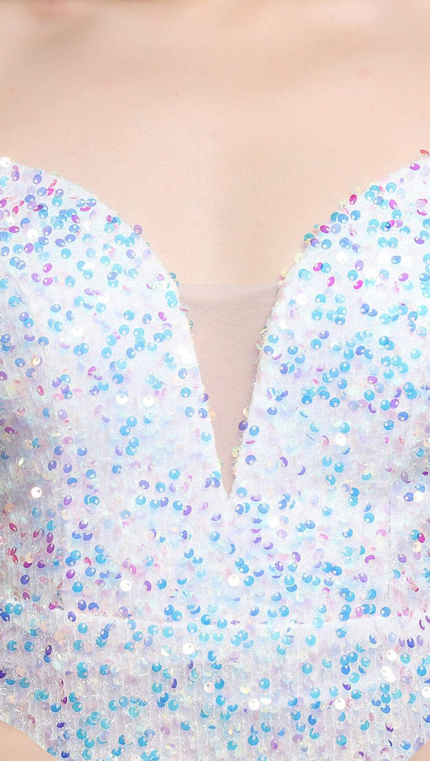 AIIZIE SEQUINED PLUNGE MIDI DRESS - product image