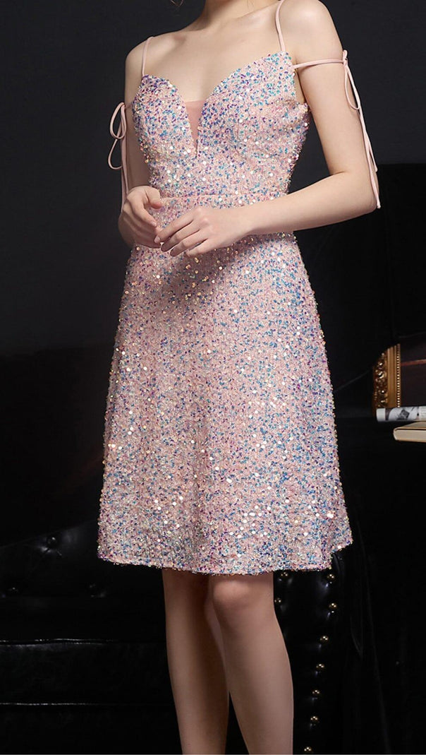 AIIZIE SEQUINED PLUNGE MIDI DRESS - product image