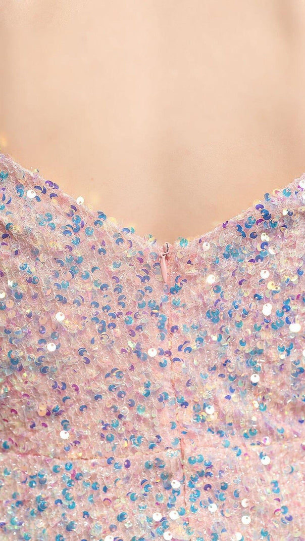 AIIZIE SEQUINED PLUNGE MIDI DRESS - product image
