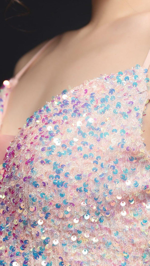 AIIZIE SEQUINED PLUNGE MIDI DRESS - product image