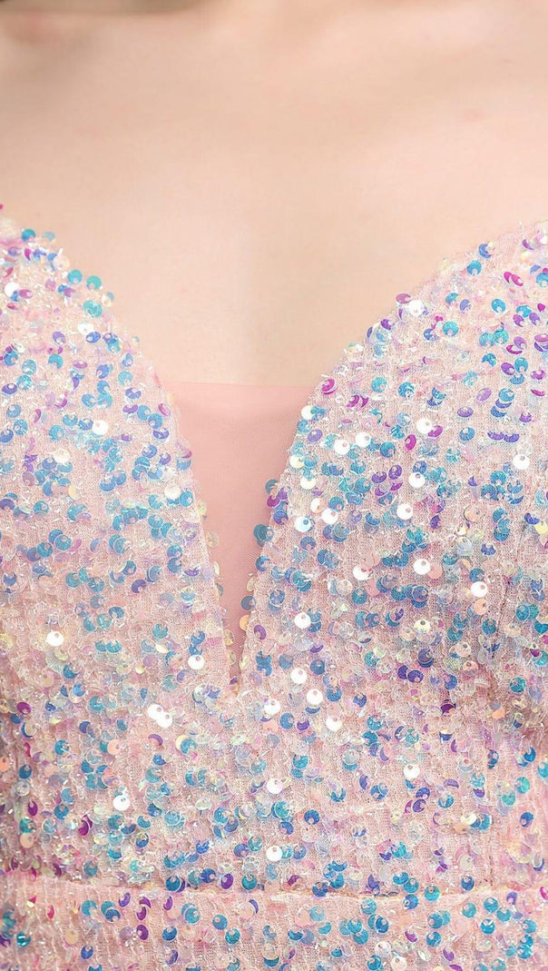AIIZIE SEQUINED PLUNGE MIDI DRESS - product image