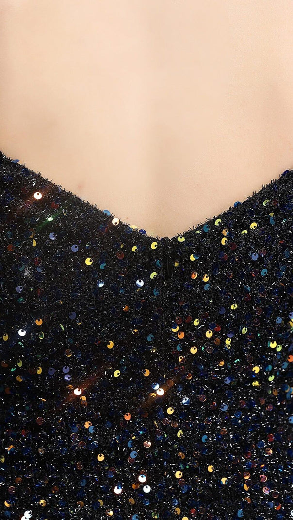 AIIZIE SEQUINED PLUNGE MIDI DRESS - product image