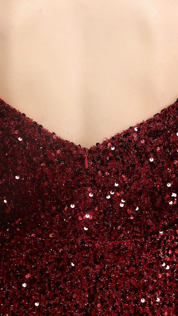 AIIZIE SEQUINED PLUNGE MIDI DRESS - product image