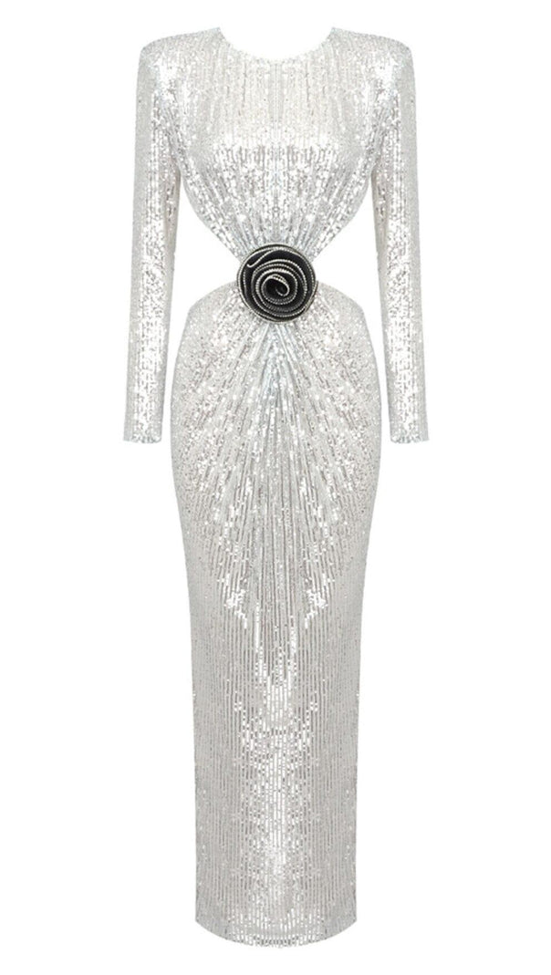 AIIZIE SEQUINN CUTOUT MAXI DRESS IN METALLIC - product image