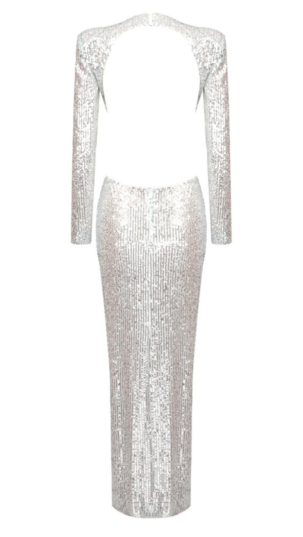 AIIZIE SEQUINN CUTOUT MAXI DRESS IN METALLIC - product image