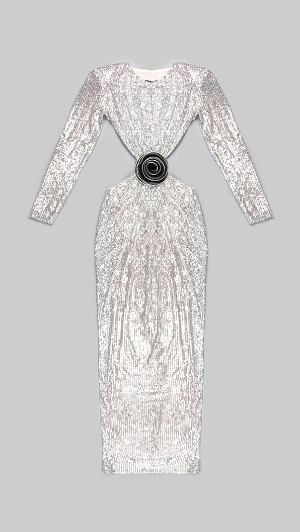 AIIZIE SEQUINN CUTOUT MAXI DRESS IN METALLIC - product image
