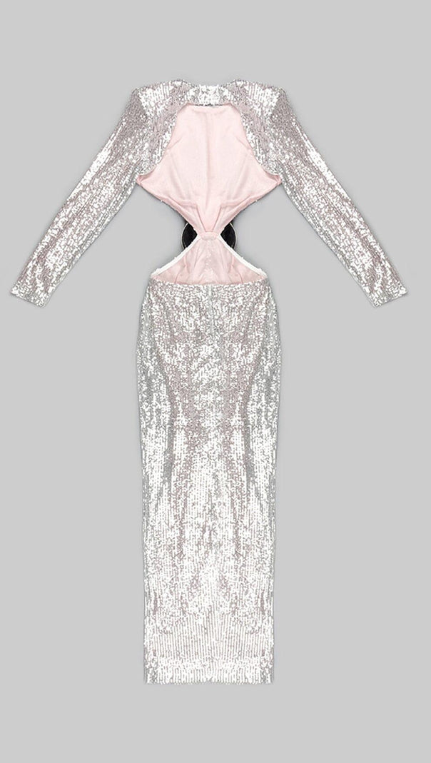 AIIZIE SEQUINN CUTOUT MAXI DRESS IN METALLIC - product image