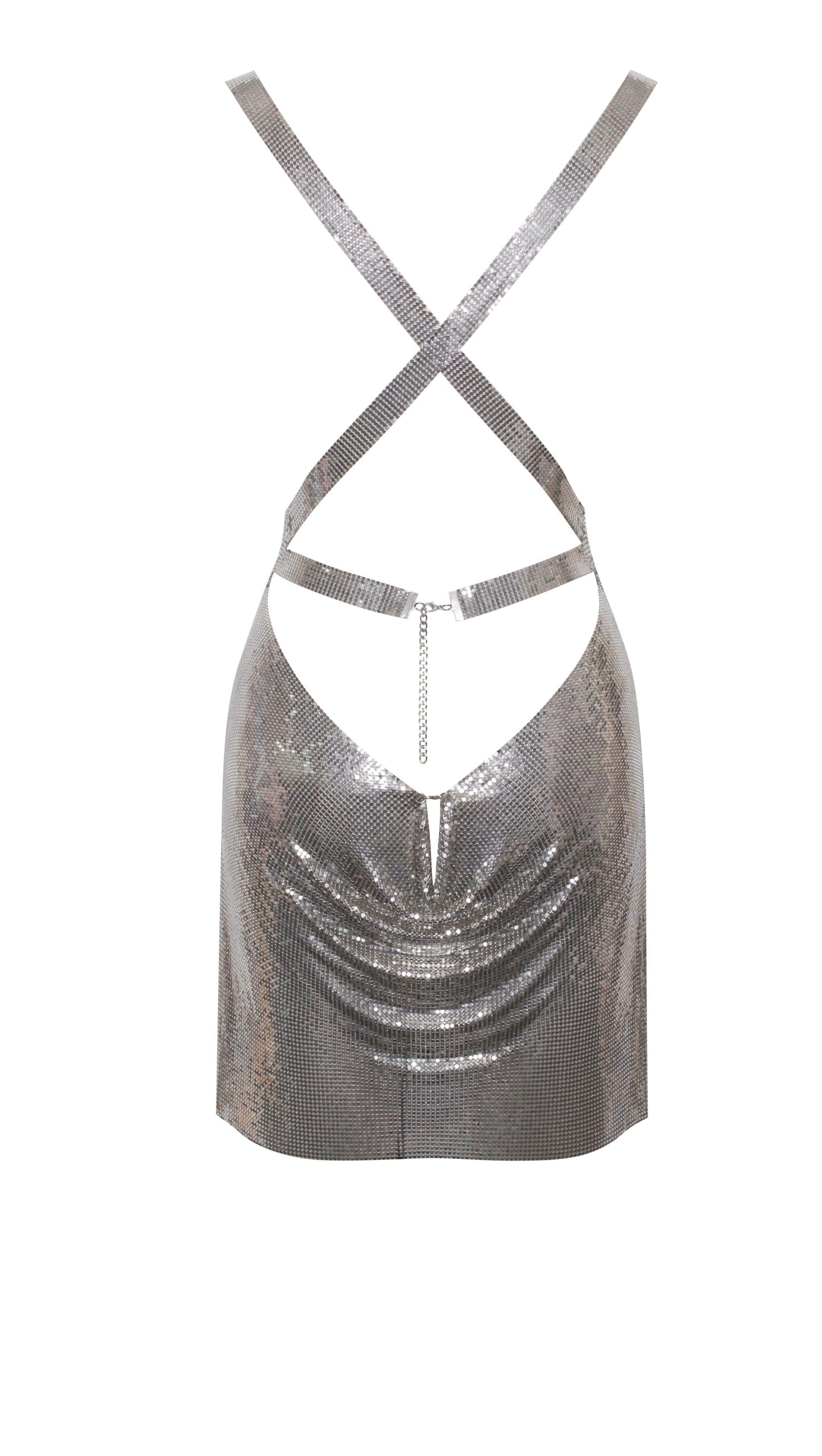 AIIZIE SERENITY SILVER COPPER MESH DRESS - product image
