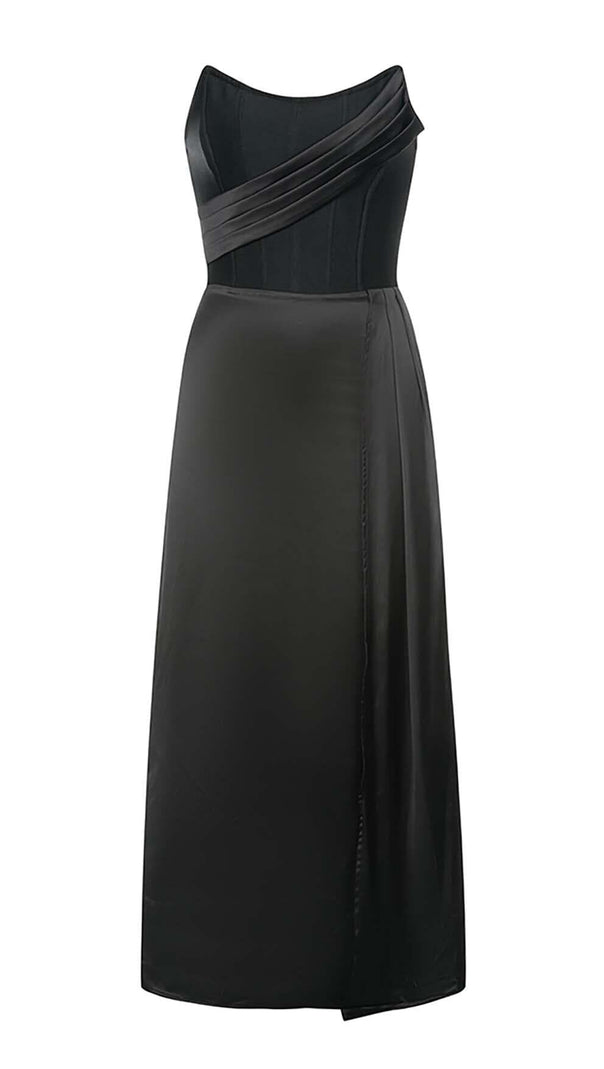AIIZIE SLEEVELESS BANDAGE MIDI DRESS IN BLACK - product image