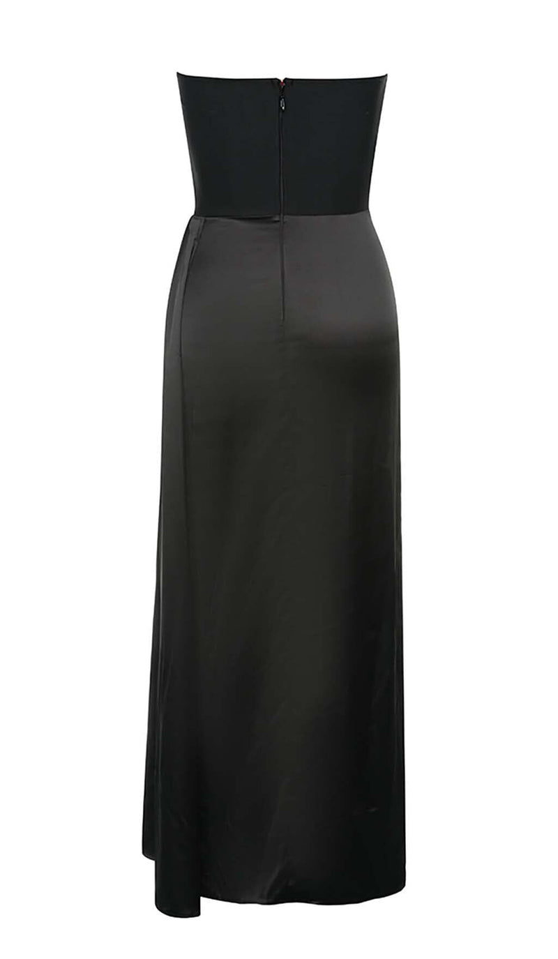 SLEEVELESS BANDAGE MIDI DRESS IN BLACK