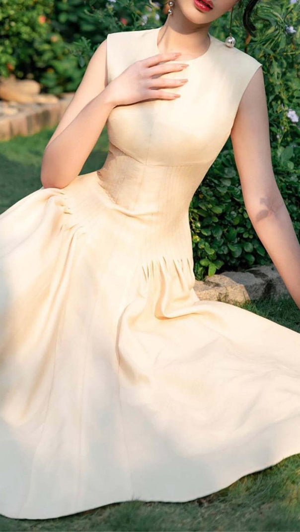 AIIZIE SLEEVELESS CORSET MIDI DRESS IN BEIGE - product image