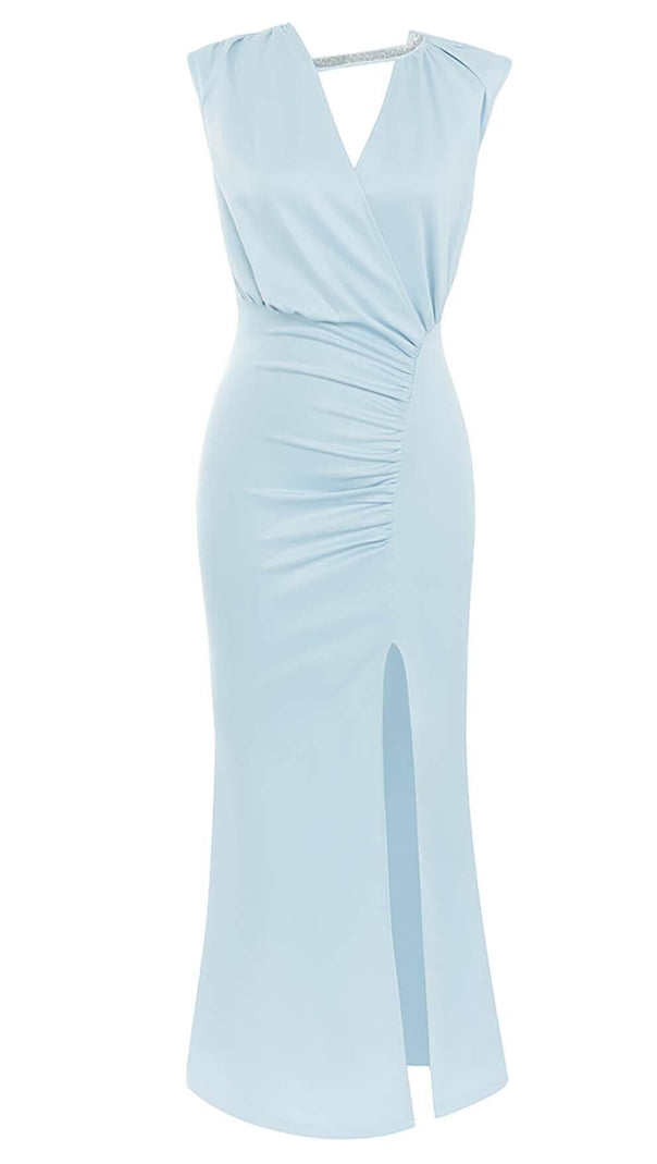 AIIZIE SLEEVELESS THIGH SLIT DRESS IN LIGHT BLUE - product image