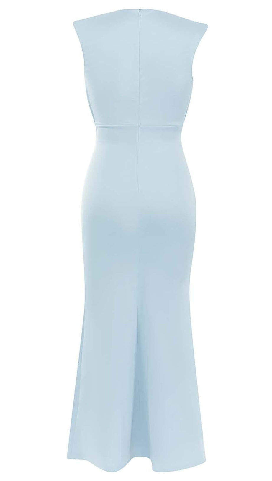 ÄRMELLOSES KLEID MIT OBERSCHENKELSCHLITZ IN HELLBLAU