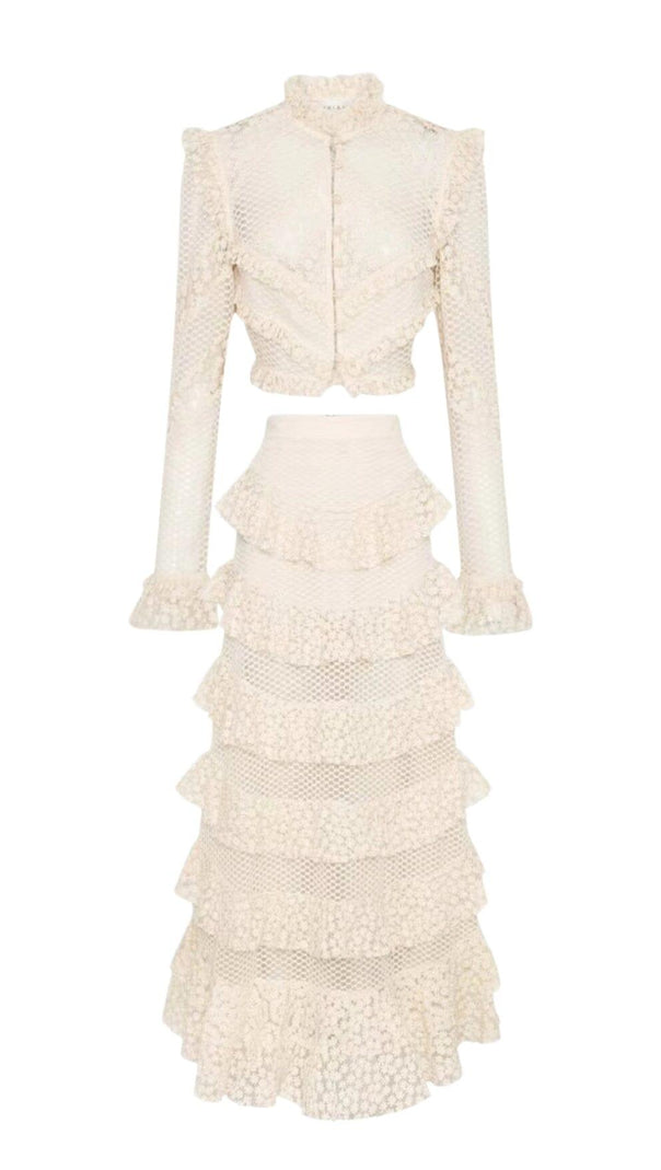 AIIZIE SNOWFLAKE LACE TWO PIECE SET IN WHITE - product image
