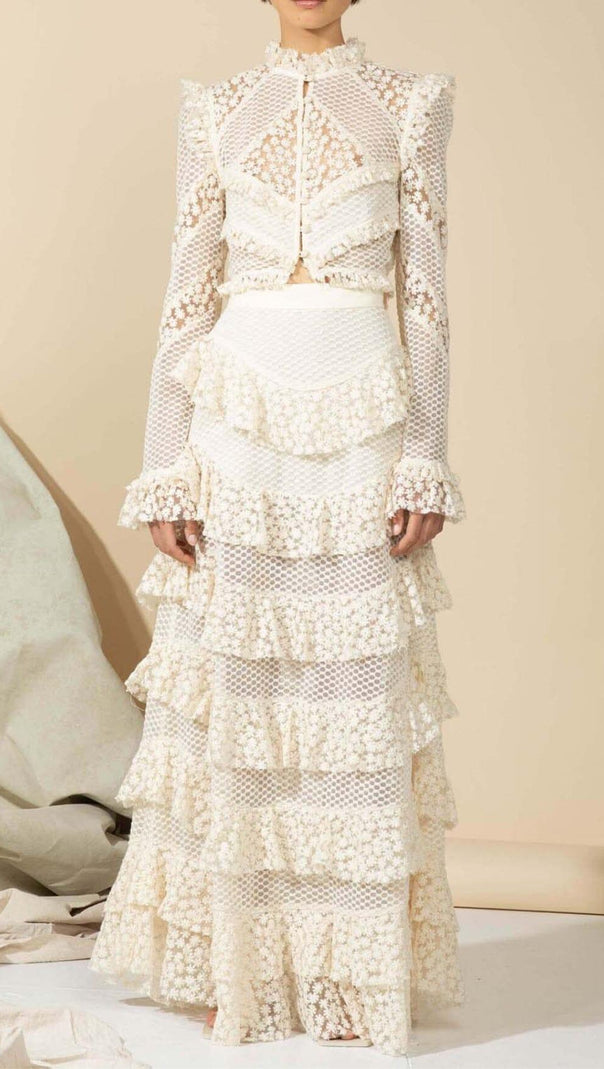 AIIZIE SNOWFLAKE LACE TWO PIECE SET IN WHITE - product image