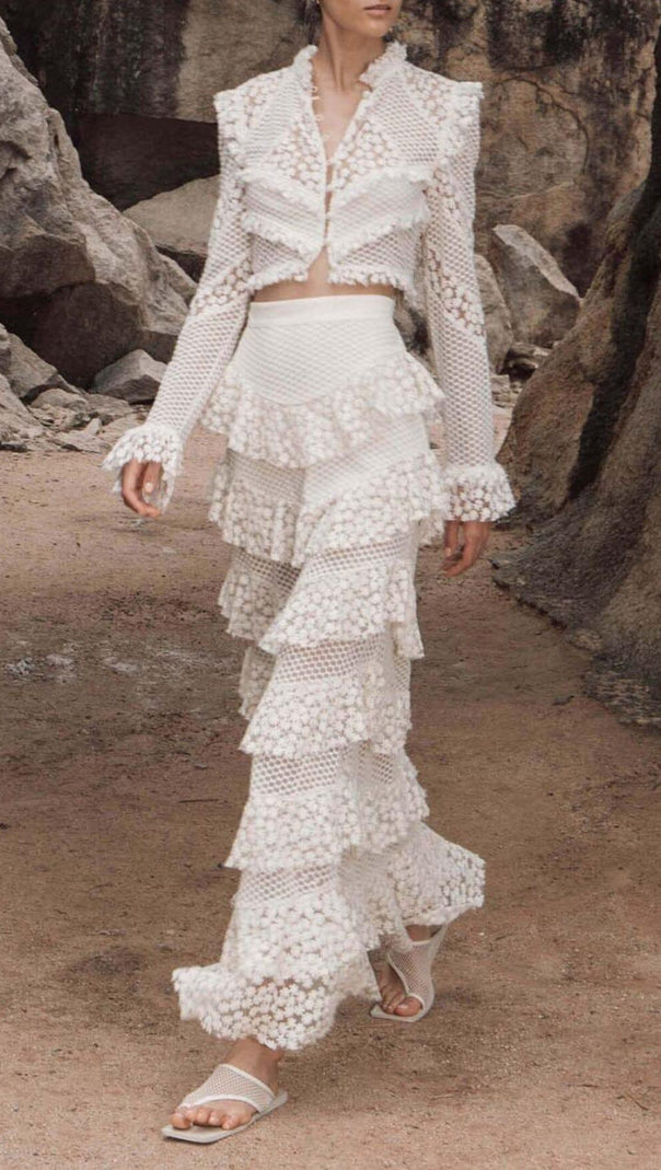 AIIZIE SNOWFLAKE LACE TWO PIECE SET IN WHITE - product image