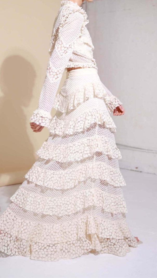 AIIZIE SNOWFLAKE LACE TWO PIECE SET IN WHITE - product image