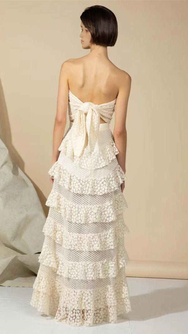 AIIZIE SNOWFLAKE LACE TWO PIECE SET IN WHITE - product image