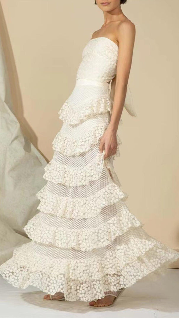 AIIZIE SNOWFLAKE LACE TWO PIECE SET IN WHITE - product image