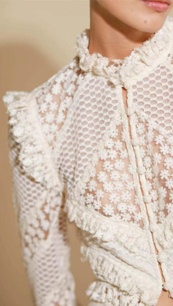 AIIZIE SNOWFLAKE LACE TWO PIECE SET IN WHITE - product image