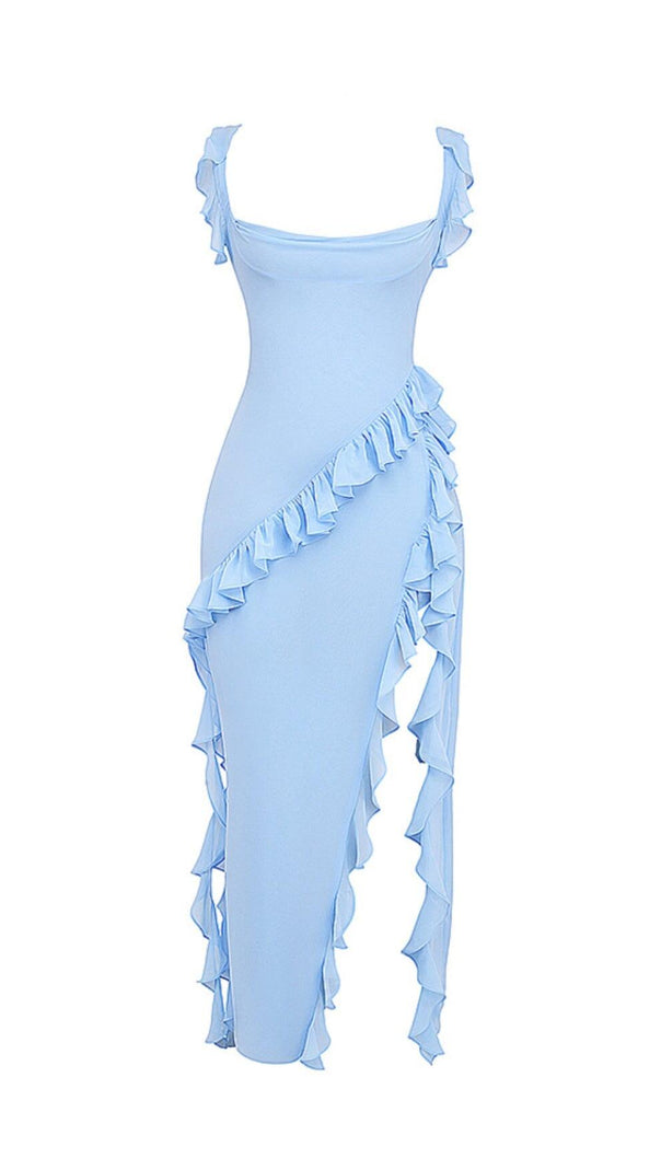 AIIZIE SOFT BLUE RUFFLE MAXI DRESS - product image