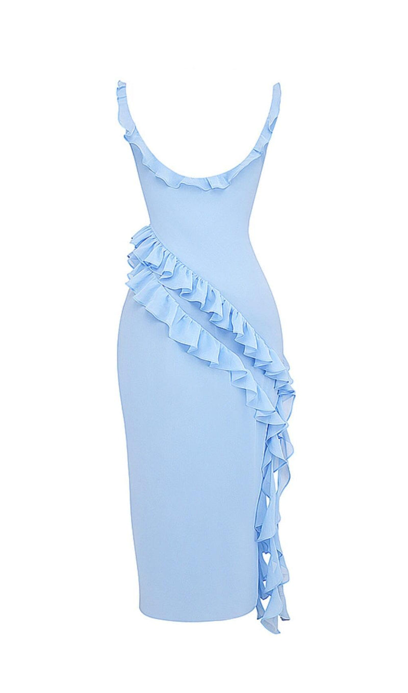 SOFT BLUE RUFFLE MAXI DRESS