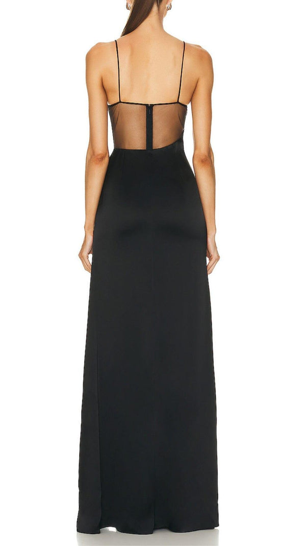 AIIZIE STARFISH EMBELLISHED MESH BODICE MAXI DRESS IN BLACK - product image