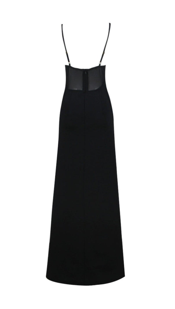 AIIZIE STARFISH EMBELLISHED MESH BODICE MAXI DRESS IN BLACK - product image