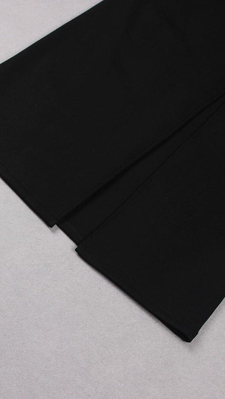 STARFISH EMBELLISHED MESH BODICE MAXI DRESS IN BLACK