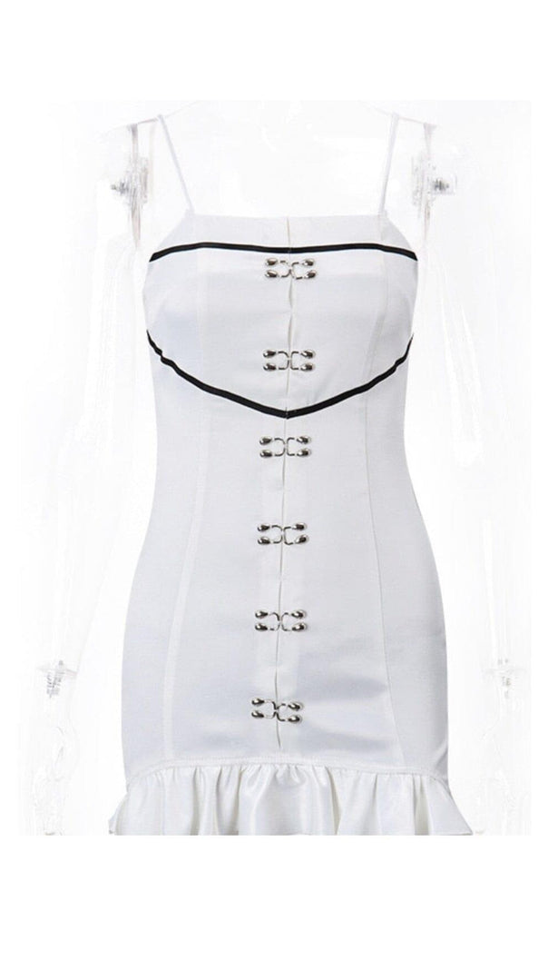 AIIZIE STRAP RUFFLES MINI DRESS IN WHITE - product image
