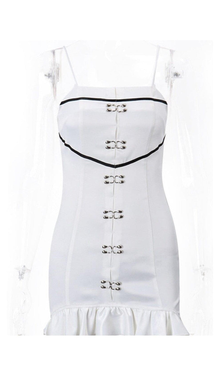 STRAP RUFFLES MINI DRESS IN WHITE