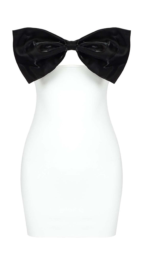 AIIZIE STRAPLESS BOW MINI DRESS IN WHITE - product image