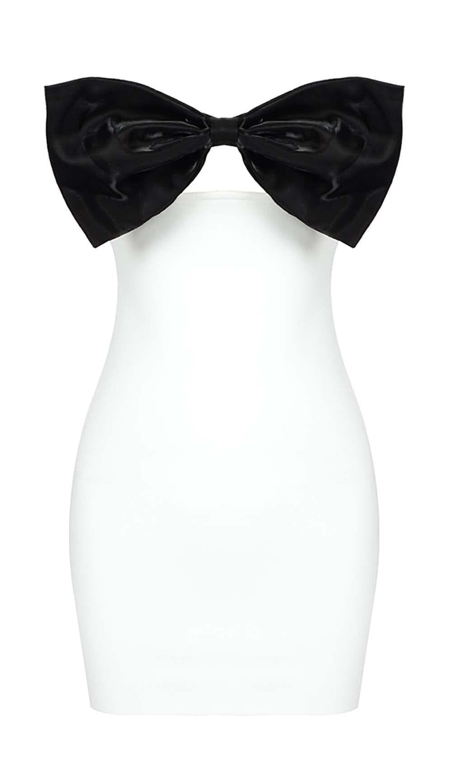 MINI ABITO BIANCO CON FIOCCO SENZA SPALLINE