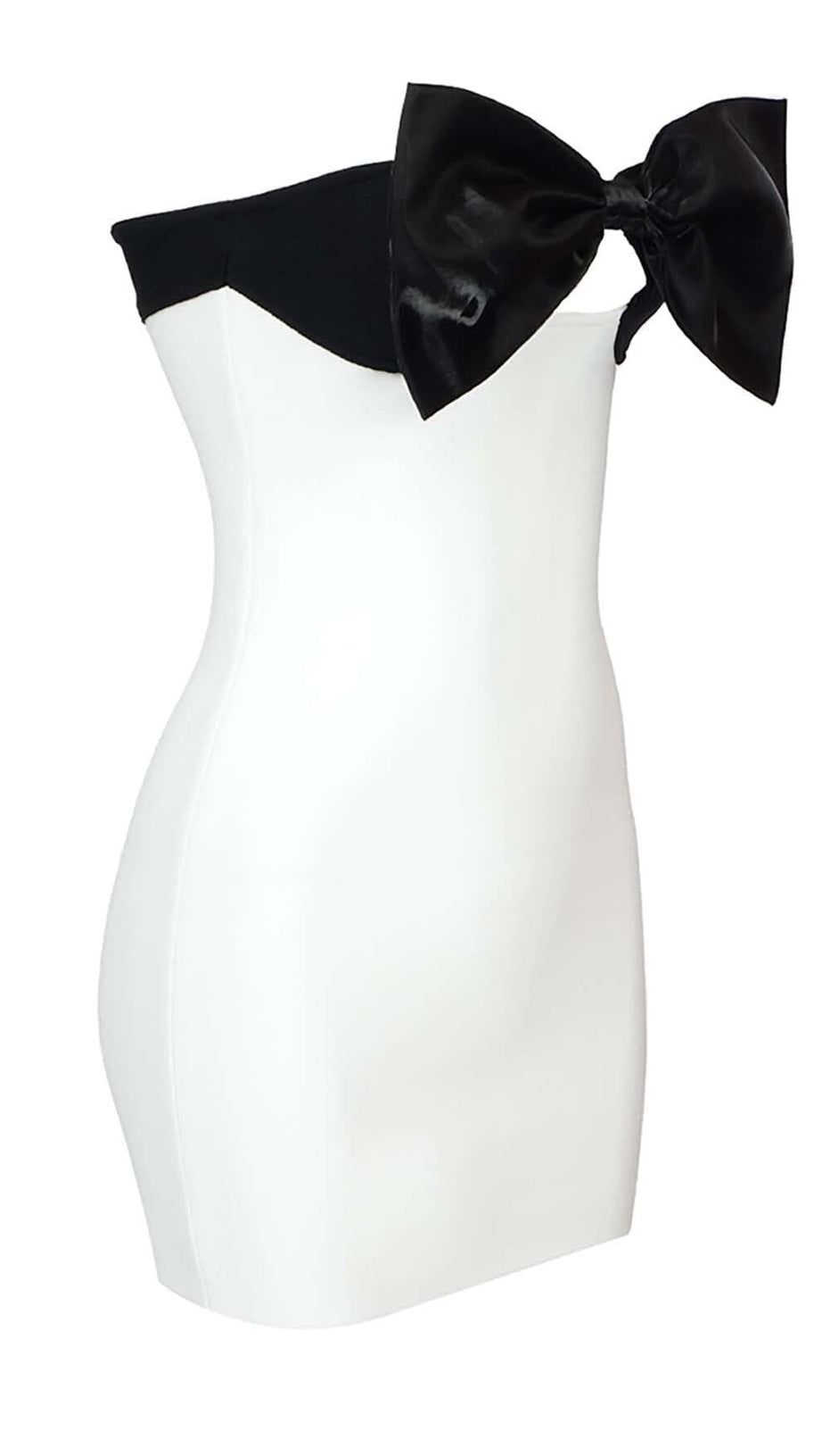 STRAPLESS BOW MINI DRESS IN WHITE