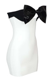 STRAPLESS BOW MINI DRESS IN WHITE