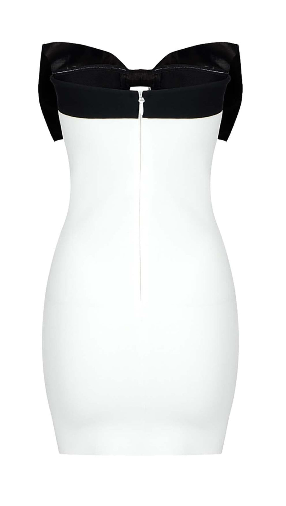 STRAPLESS BOW MINI DRESS IN WHITE