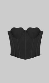 STRAPLESS CORSET CROPPED TOP IN BLACK